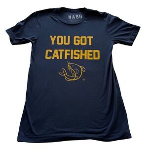 The Nash Collection You Got Catfished Graphic T-Shirt Small Navy Smashville hmor